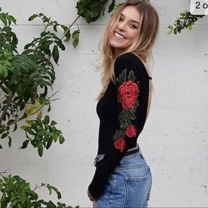 LF embroidery floral bodysuit
